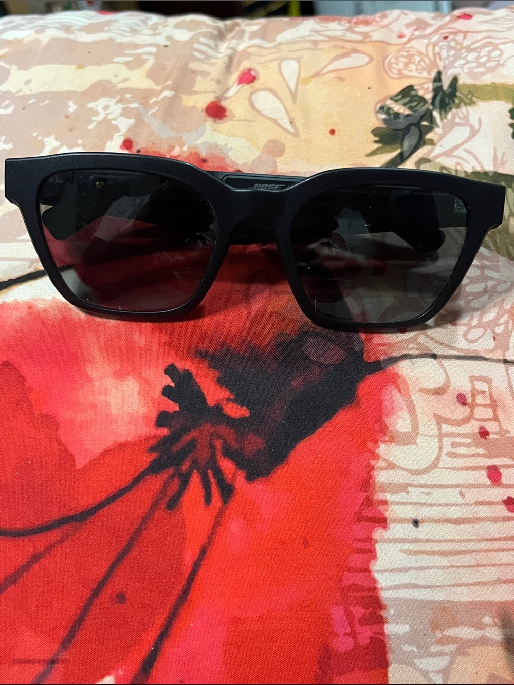 Bose Men's Matte Black Rectangular Sunglasses